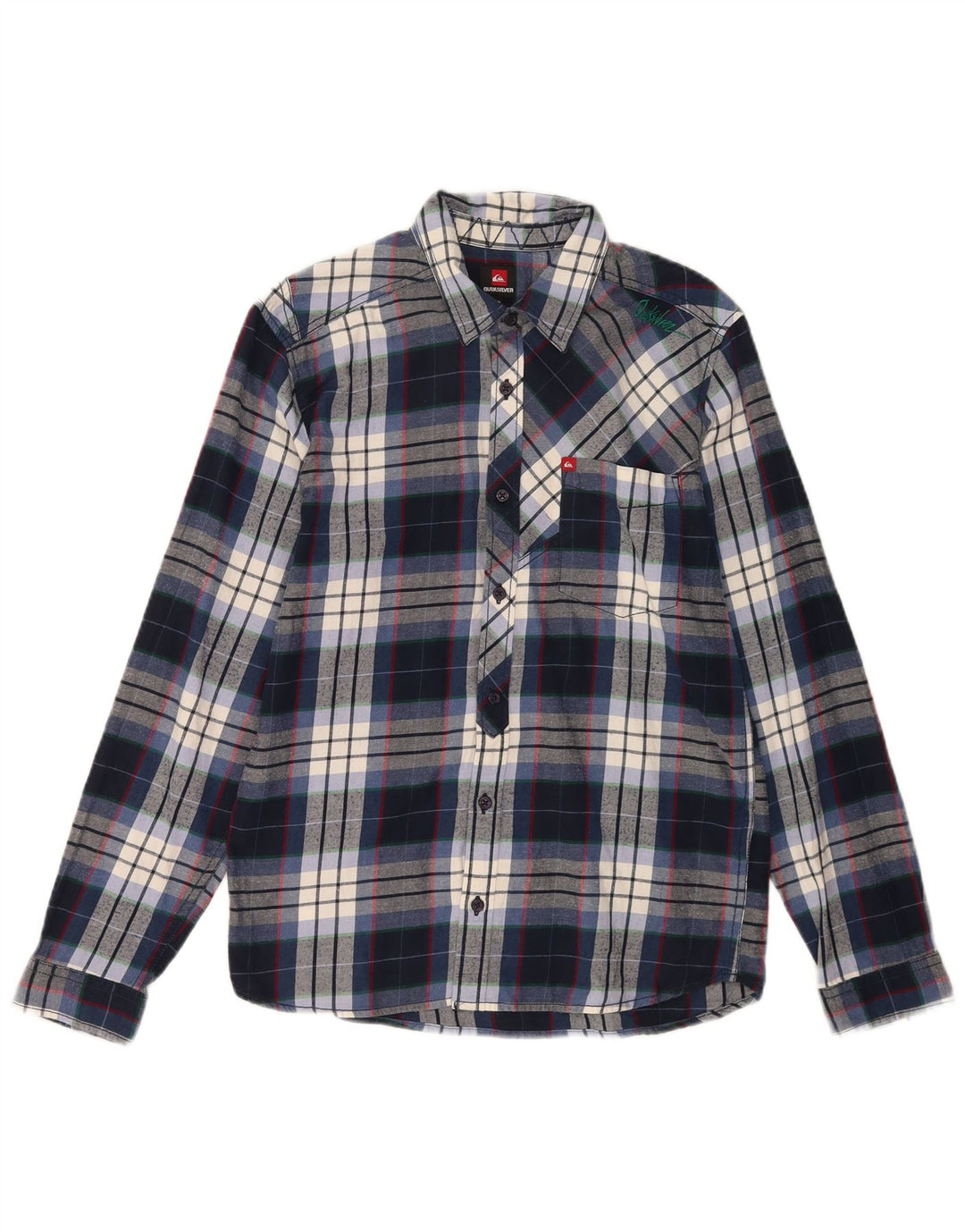 Quiksilver Boys Flannel Shirt 15-16 Years Navy Blue Check