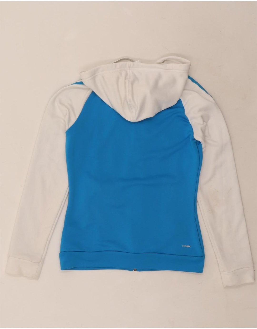 Adidas Womens Climalite Zip Hoodie Sweater UK 8/10 Small Blue Polyester