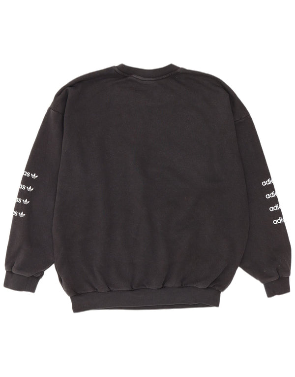 Adidas Womens Graphic Oversized Sweatshirt Jumper UK 16 Large Black Cotton