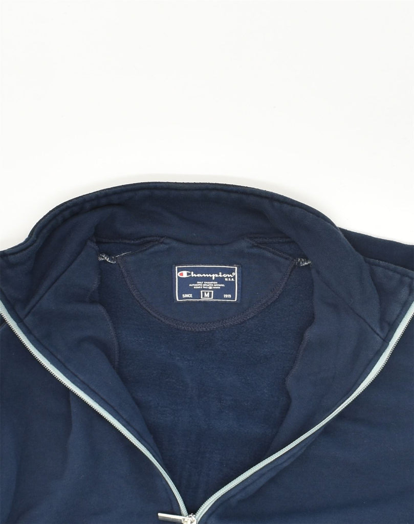 CHAMPION Womens Tracksuit Top Jacket UK 12 Medium Navy Blue Cotton | Vintage Champion | Thrift | Second-Hand Champion | Used Clothing | Messina Hembry 