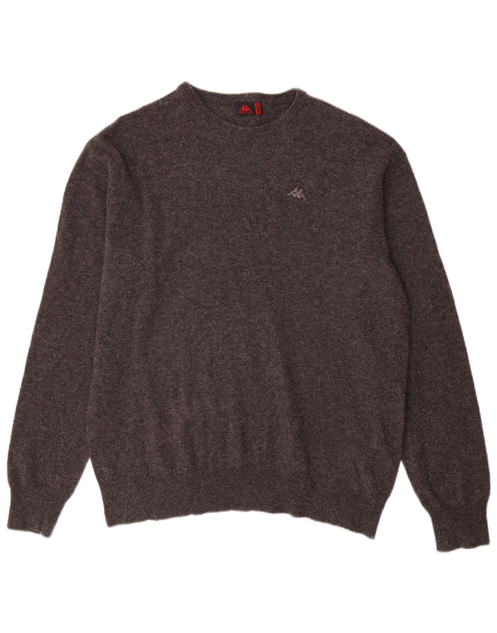 Kappa Mens Crew Neck Jumper Sweater Large Grey Wool