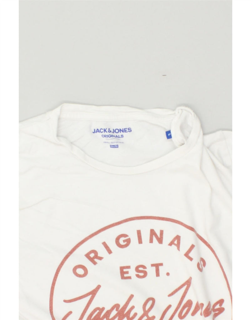 JACK & JONES Mens Slim Fit Graphic T-Shirt Top Large White Cotton | Vintage Jack & Jones | Thrift | Second-Hand Jack & Jones | Used Clothing | Messina Hembry 