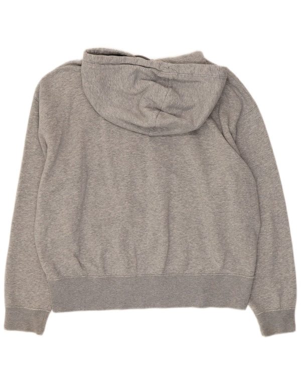 NIKE Womens Oversized Hoodie Jumper UK 10 Small Grey Flecked Cotton