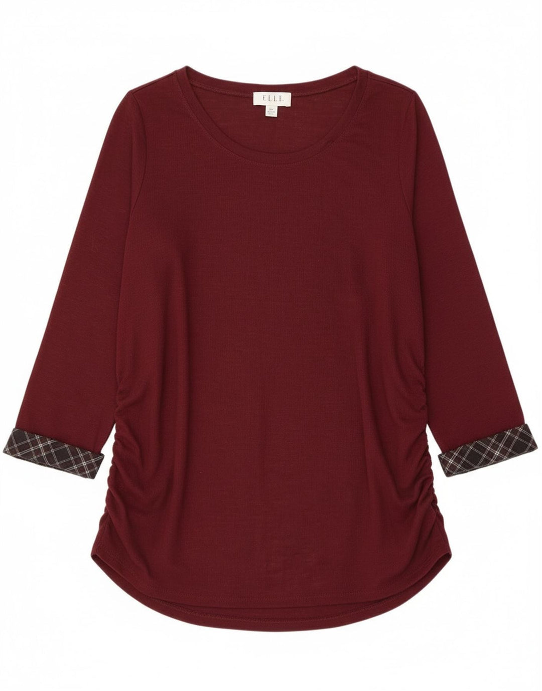 Elle Womens 3/4 Sleeve Tunic Top UK 20 2XL Burgundy Polyester