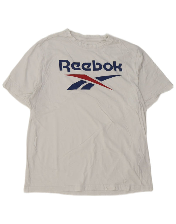 Reebok Mens Graphic T-Shirt Top Large White Cotton
