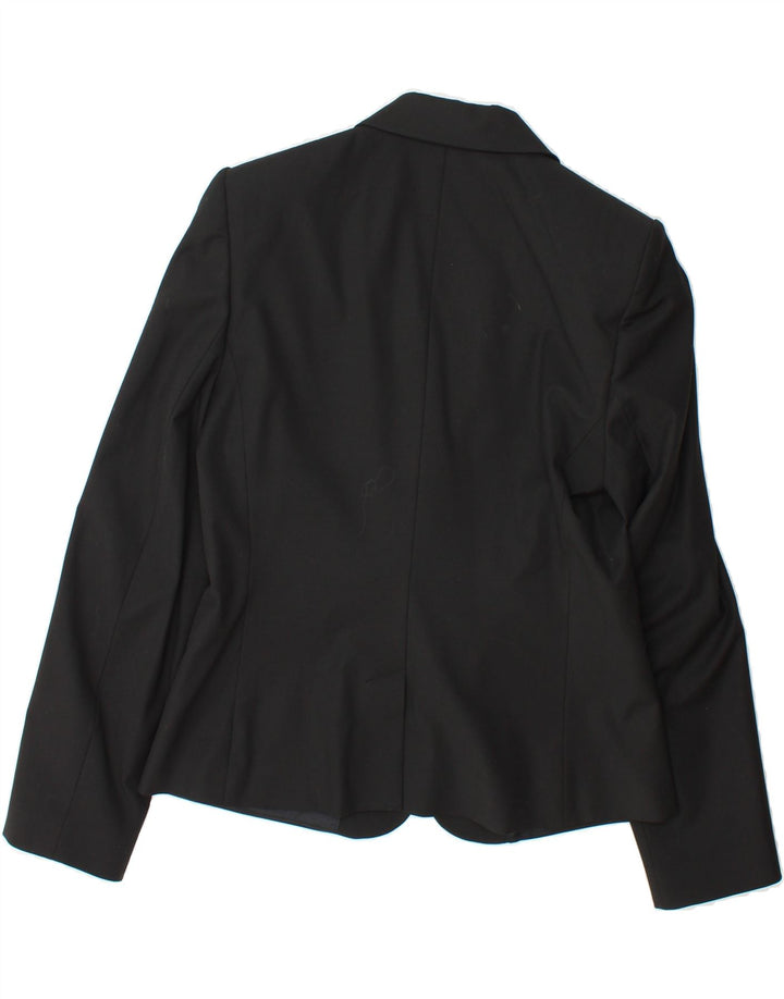 JAEGER Womens 2 Button Blazer Jacket UK 12 Medium Black Viscose Vintage Jaeger and Second-Hand Jaeger from Messina Hembry 