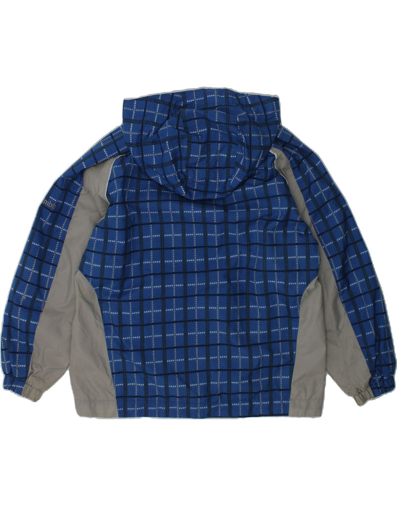 COLUMBIA Boys Hooded Rain Jacket 6-7 Years Blue Check Nylon | Vintage Columbia | Thrift | Second-Hand Columbia | Used Clothing | Messina Hembry 