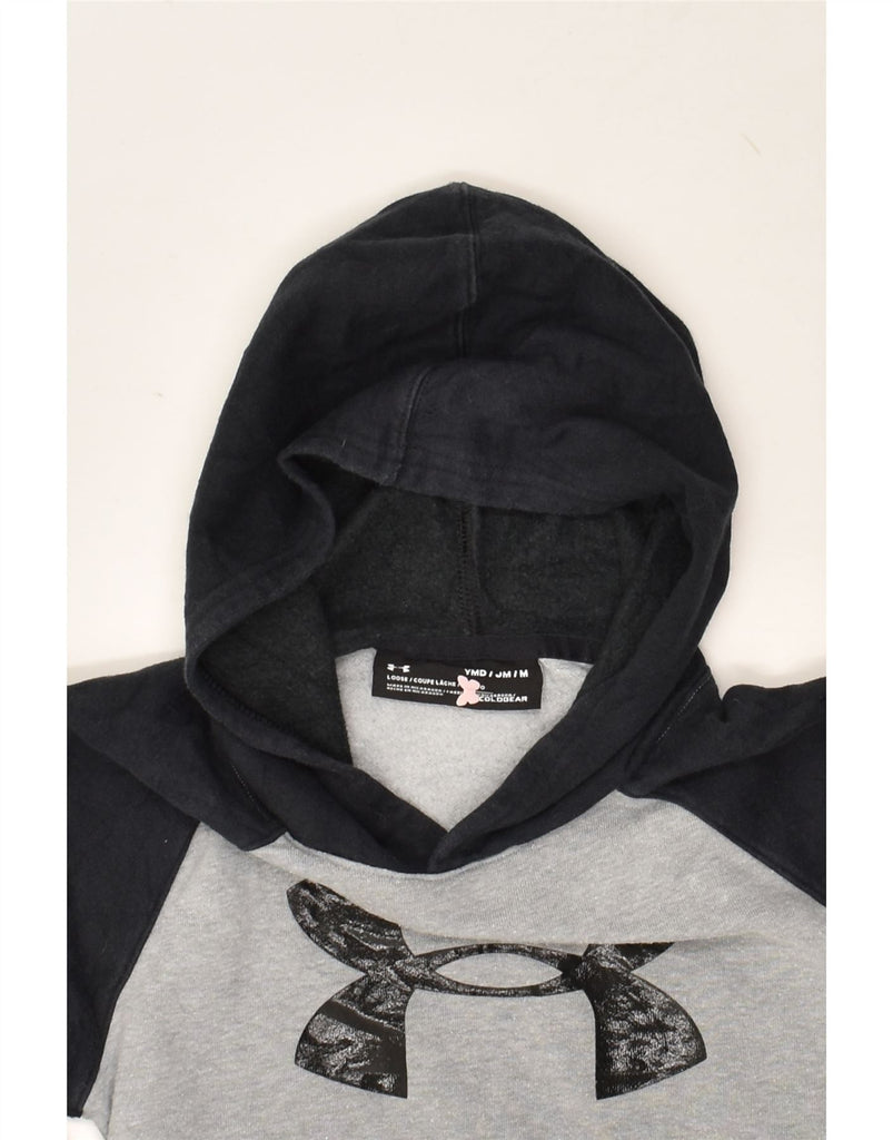 UNDER ARMOUR Boys Cold Gear Graphic Hoodie Jumper 9-10 Years Medium Grey | Vintage Under Armour | Thrift | Second-Hand Under Armour | Used Clothing | Messina Hembry 