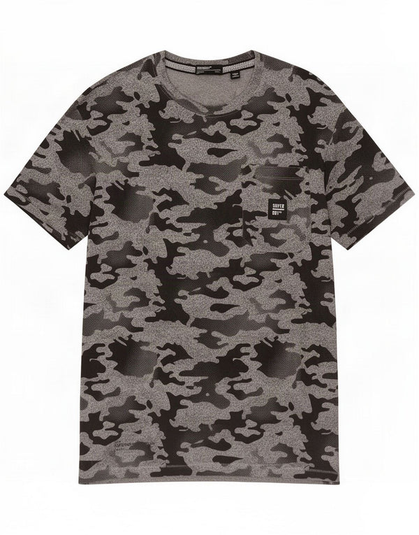 Superdry Mens T-Shirt Top Medium Grey Camouflage Cotton