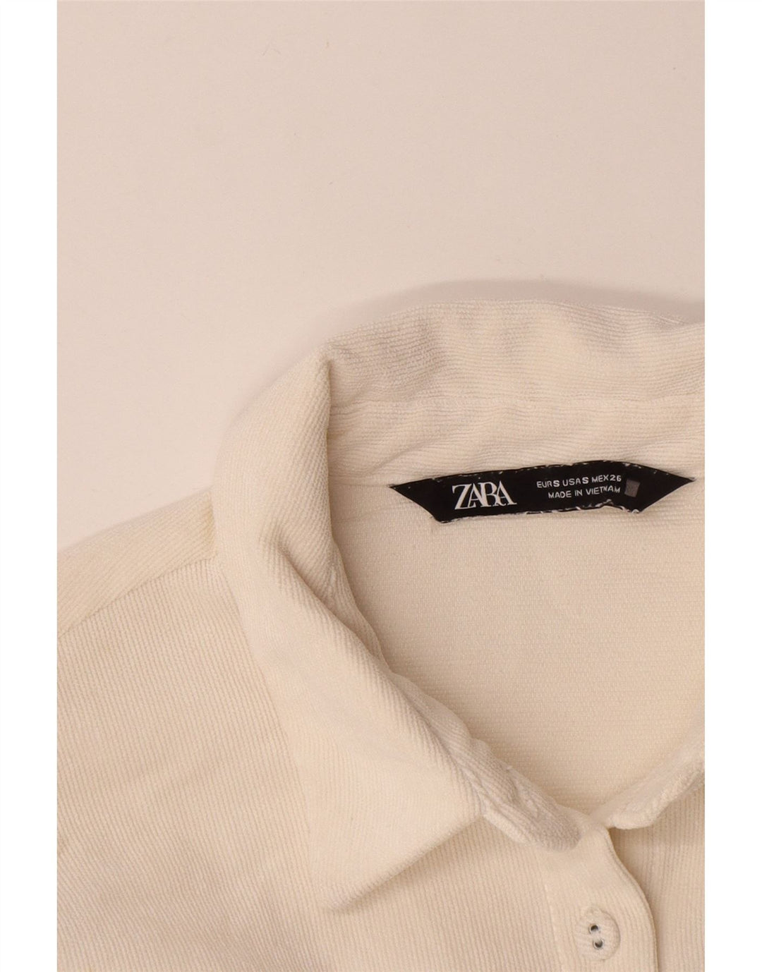 Zara Womens Oversized Corduroy Shirt UK 10 Small White Polyester