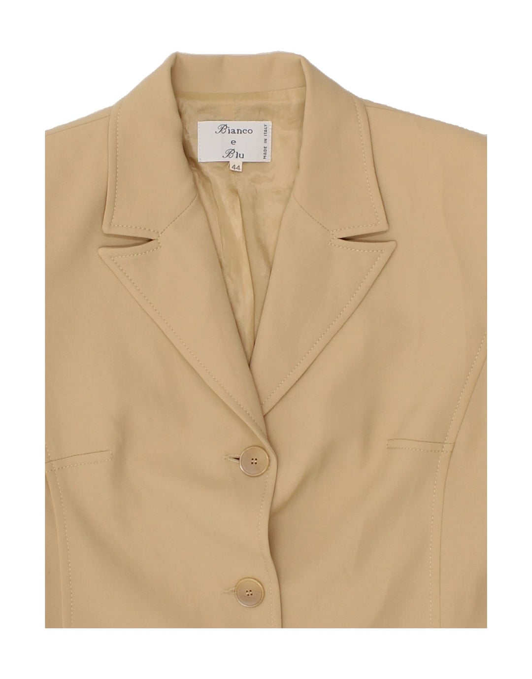 BIANCO E BLU Womens 3 Button Blazer Jacket IT 44 Medium Beige Vintage Bianco e Blu and Second-Hand Bianco e Blu from Messina Hembry 