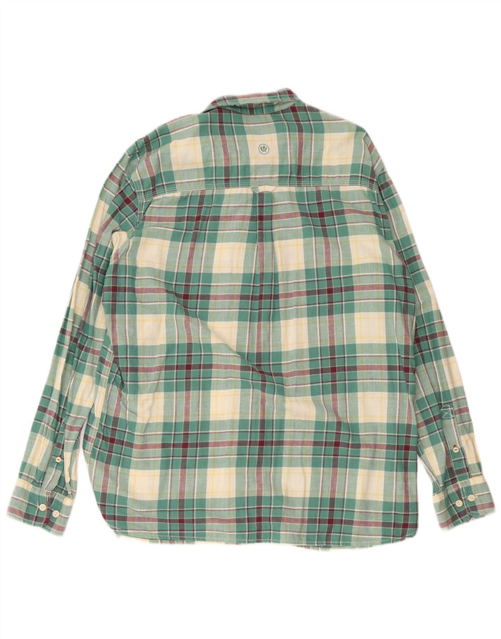 Fat Face Mens Flannel Shirt XL Green Check Cotton