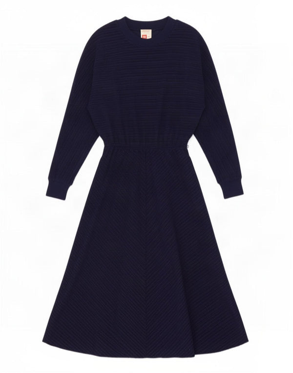 St Michael Womens Long Sleeve Maxi Dress UK 10 Small Navy Blue Pinstripe