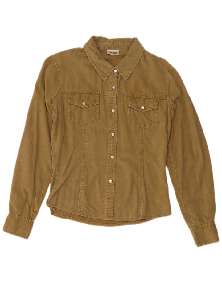 Pimkie Womens Corduroy Shirt EU 38 Medium Khaki Cotton