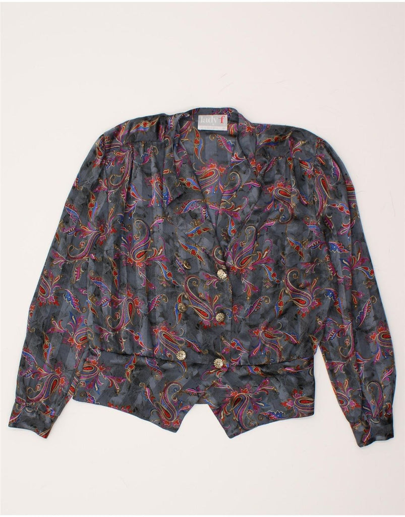 VINTAGE Womens Shirt Blouse UK 18 XL Grey Paisley | Vintage Vintage | Thrift | Second-Hand Vintage | Used Clothing | Messina Hembry 
