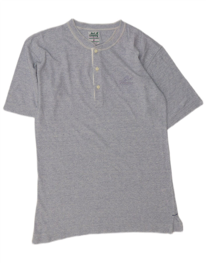 BEST COMPANY Mens Polo Shirt Large Blue Cotton