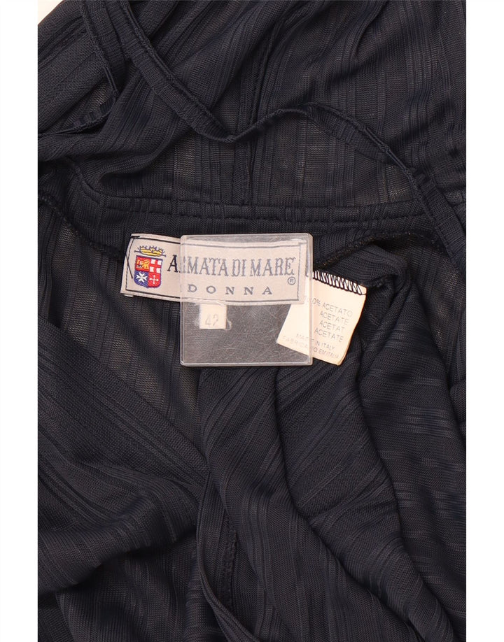 ARMATA DI MARE Womens Hooded Top 3/4 Sleeve IT 42 Medium Navy Blue Acetate