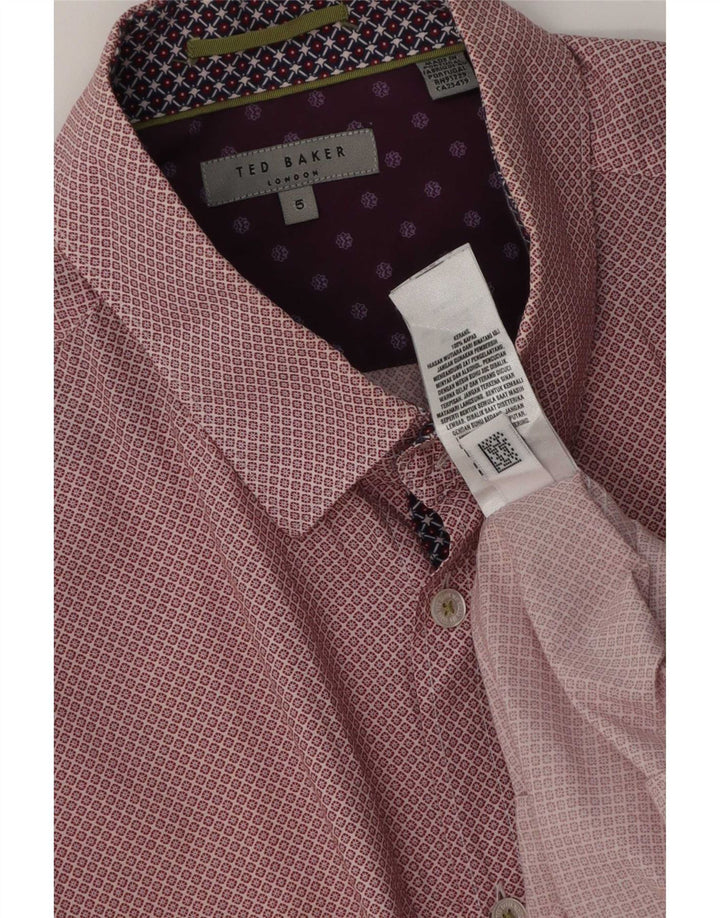 Ted Baker Mens Shirt Size 5 XL Red Floral Cotton