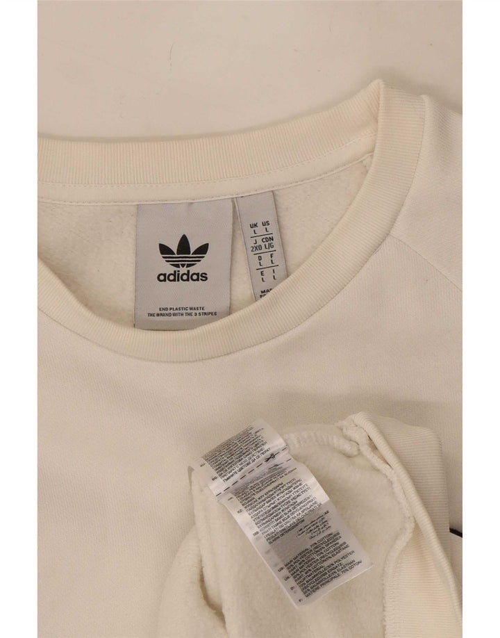 Adidas Mens Sweatshirt Jumper Large White Cotton