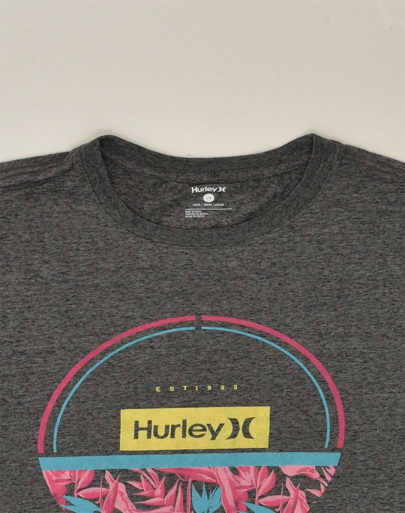 HURLEY Womens Graphic T-Shirt Top UK 16 Large Grey Cotton | Vintage Hurley | Thrift | Second-Hand Hurley | Used Clothing | Messina Hembry 