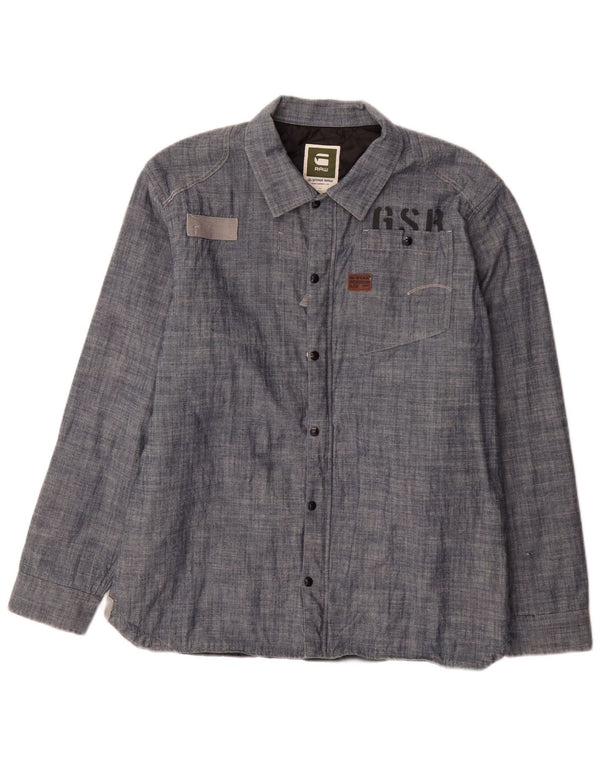 G-Star Mens Graphic Lumberjack Shirt XL Blue Flecked Cotton