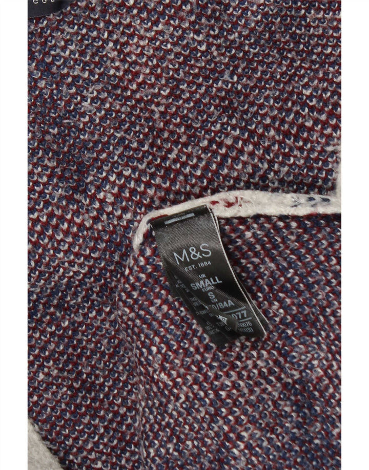 Marks & Spencer Womens Longline Cardigan Sweater UK 10 Small Grey Check