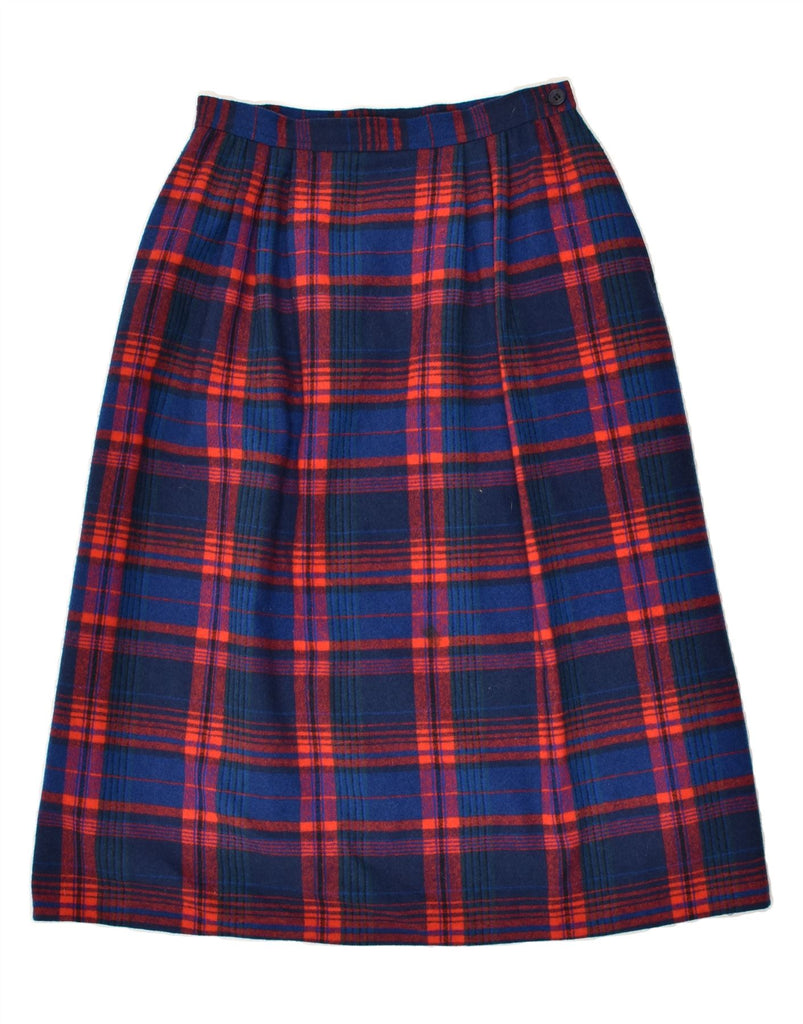 PENDLETON Womens High Waist A-Line Skirt UK 8 Small W24 Blue Check | Vintage Pendleton | Thrift | Second-Hand Pendleton | Used Clothing | Messina Hembry 