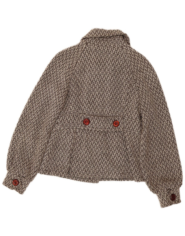 Kor@Kor Womens Pea Coat IT 44 Medium Brown Herringbone Polyester
