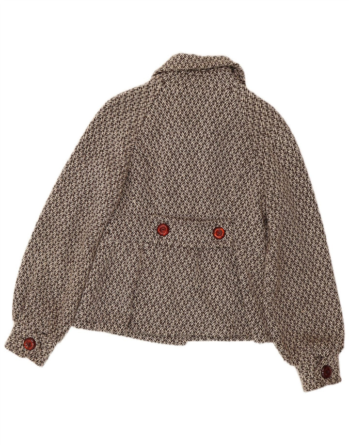 Kor@Kor Womens Pea Coat IT 44 Medium Brown Herringbone Polyester