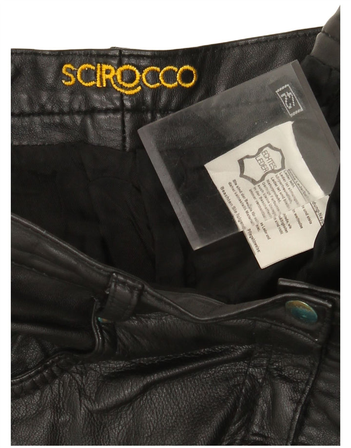 Scirocco Womens Tapered Leather Trousers IT 42 Medium W30 L29 Black Leather