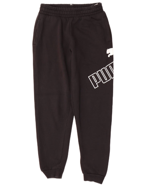 PUMA Boys Graphic Tracksuit Trousers Joggers 13-14 Years  Black Cotton
