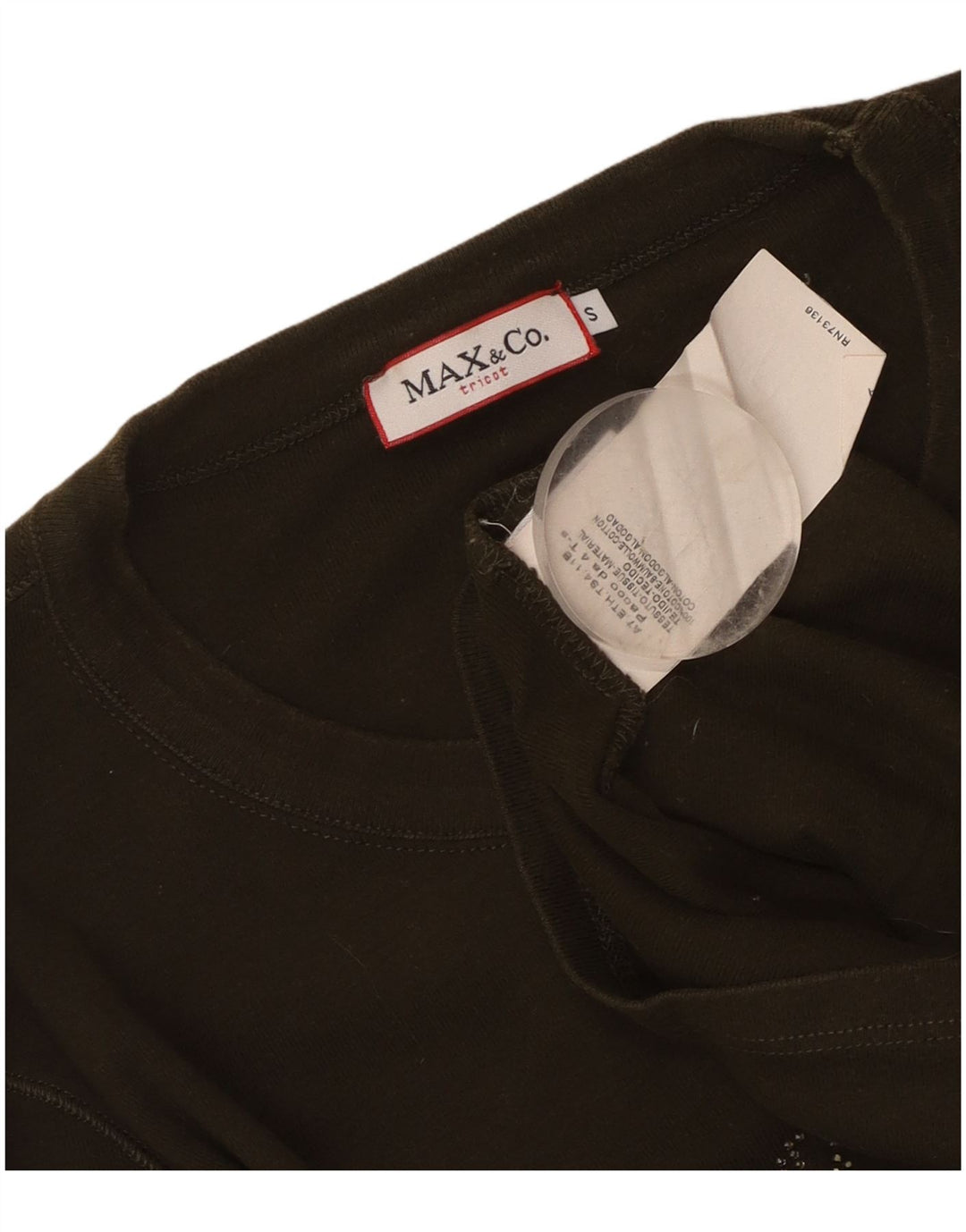 Max & Co. Womens Graphic Top Long Sleeve UK 8 Small Khaki Cotton