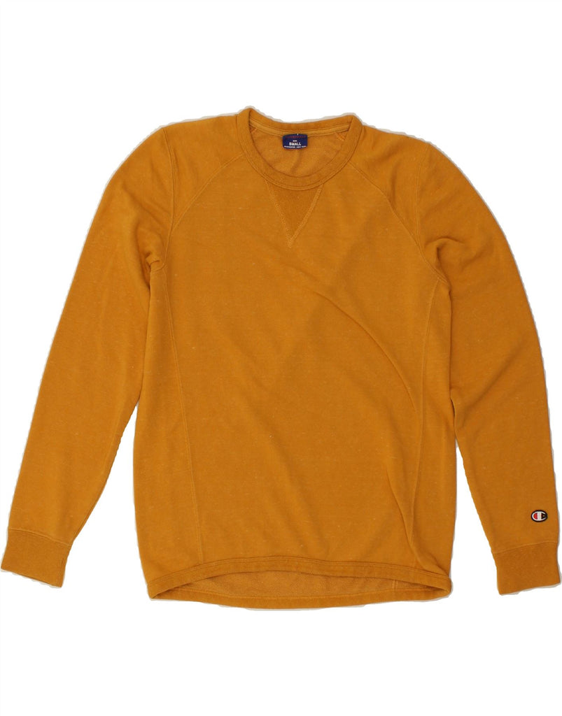 CHAMPION Mens Sweatshirt Jumper Small Yellow Cotton | Vintage Champion | Thrift | Second-Hand Champion | Used Clothing | Messina Hembry 