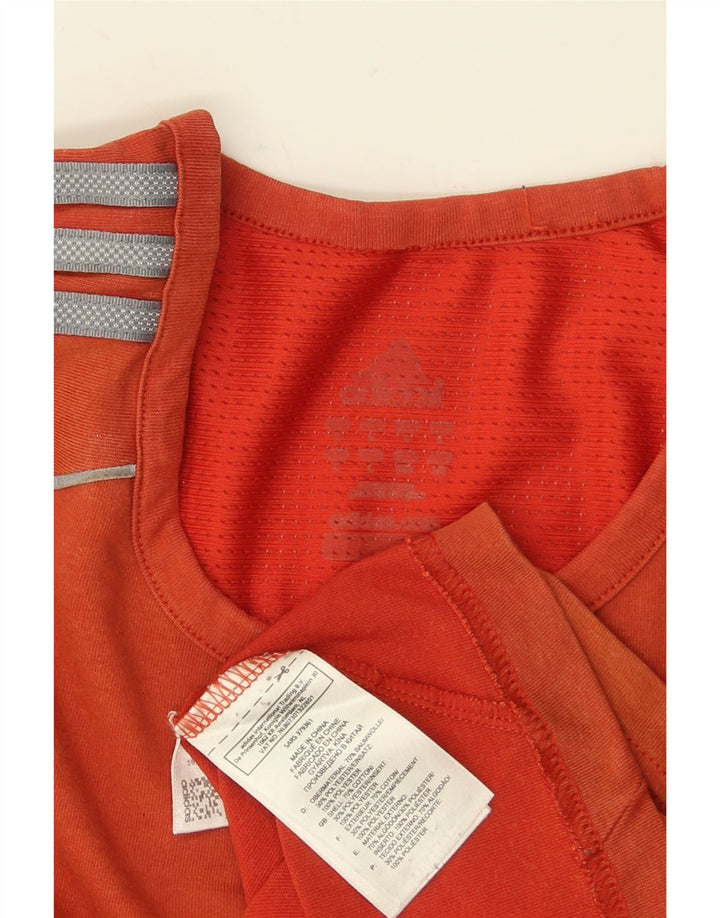 ADIDAS Mens T-Shirt Top Large Orange Colourblock Cotton