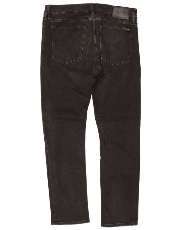 Calvin Klein Mens Straight Jeans W34 L30 Black Cotton