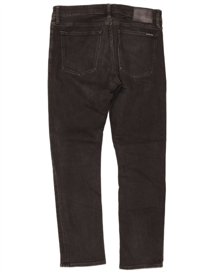 Calvin Klein Mens Straight Jeans W34 L30 Black Cotton