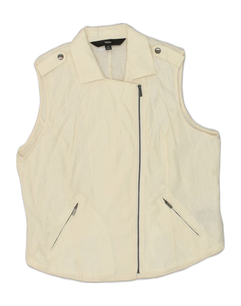 MOSSIMO Womens Gilet UK 18 XL Off White Linen | Vintage Mossimo | Thrift | Second-Hand Mossimo | Used Clothing | Messina Hembry 