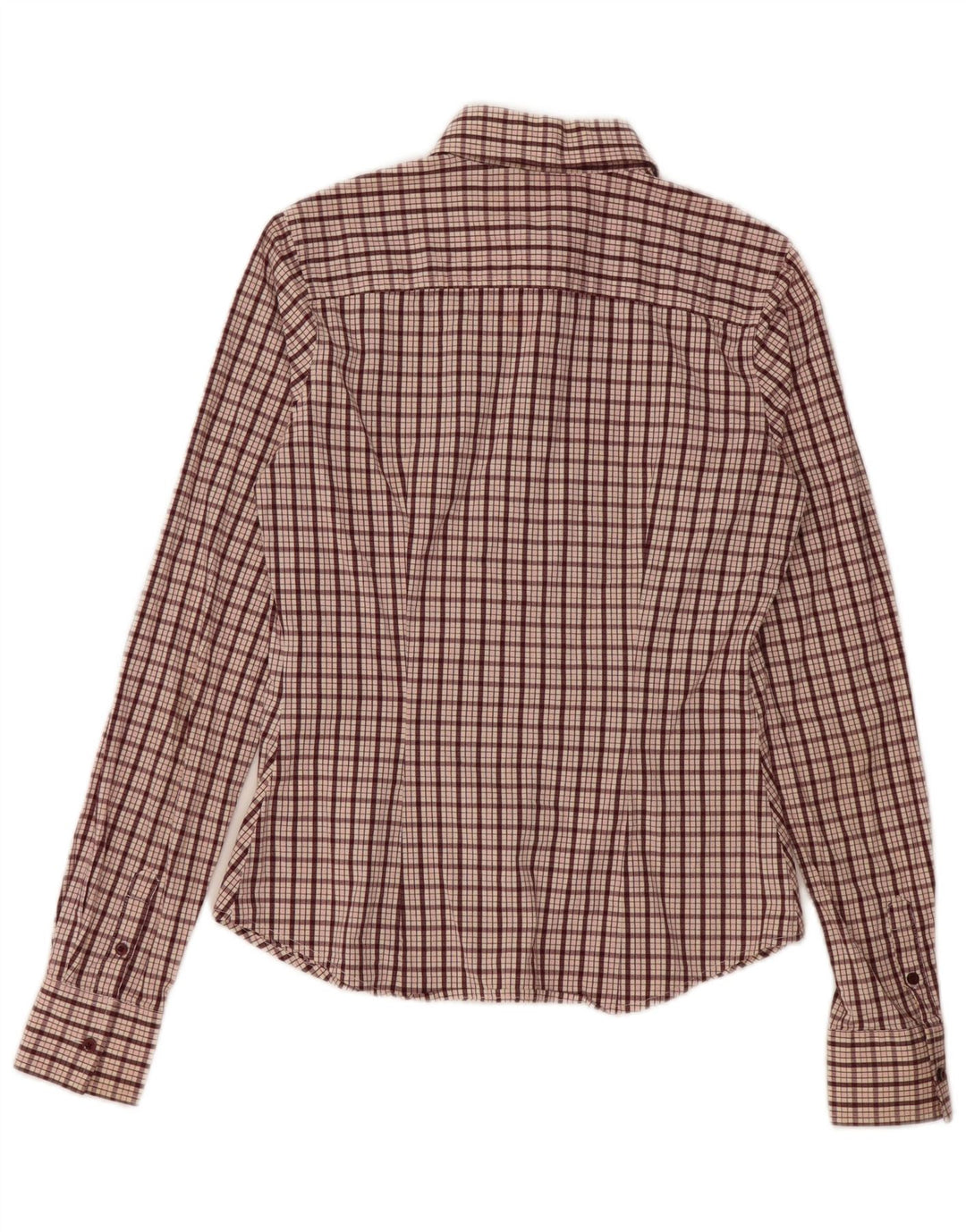 Tommy Hilfiger Womens Shirt US 6 Medium Maroon Check Cotton