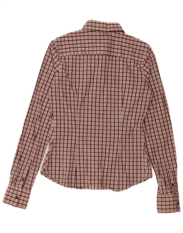 Tommy Hilfiger Womens Shirt US 6 Medium Maroon Check Cotton