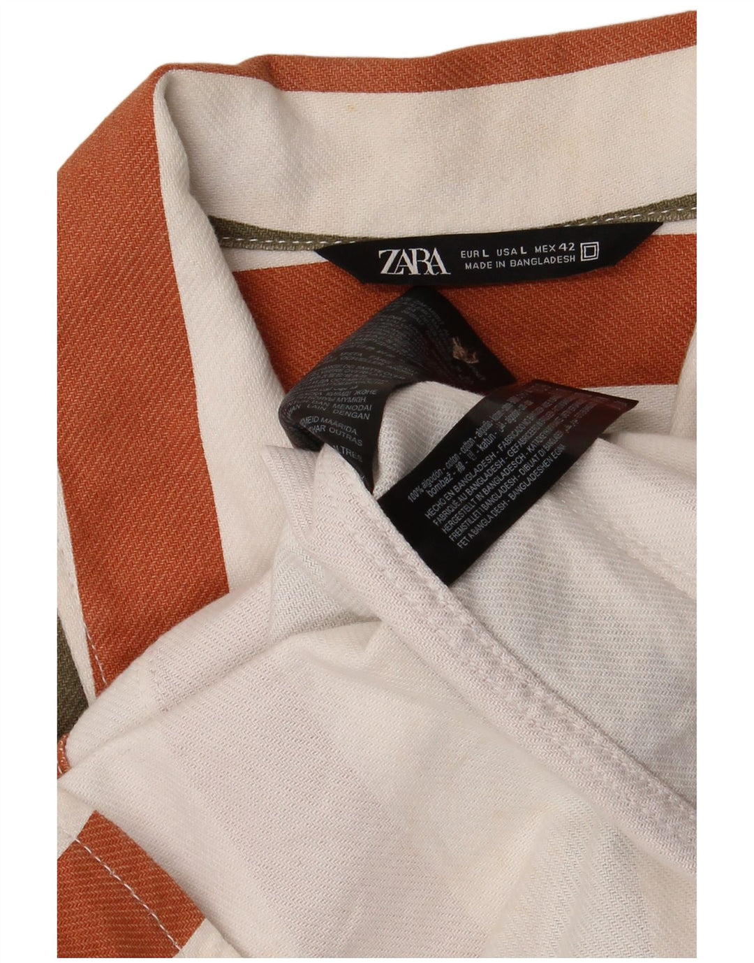 Zara Mens Overshirt Shirt Large Multicoloured Striped Cotton