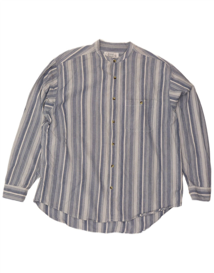 St. Bernard Mens Shirt XL Blue Striped Cotton