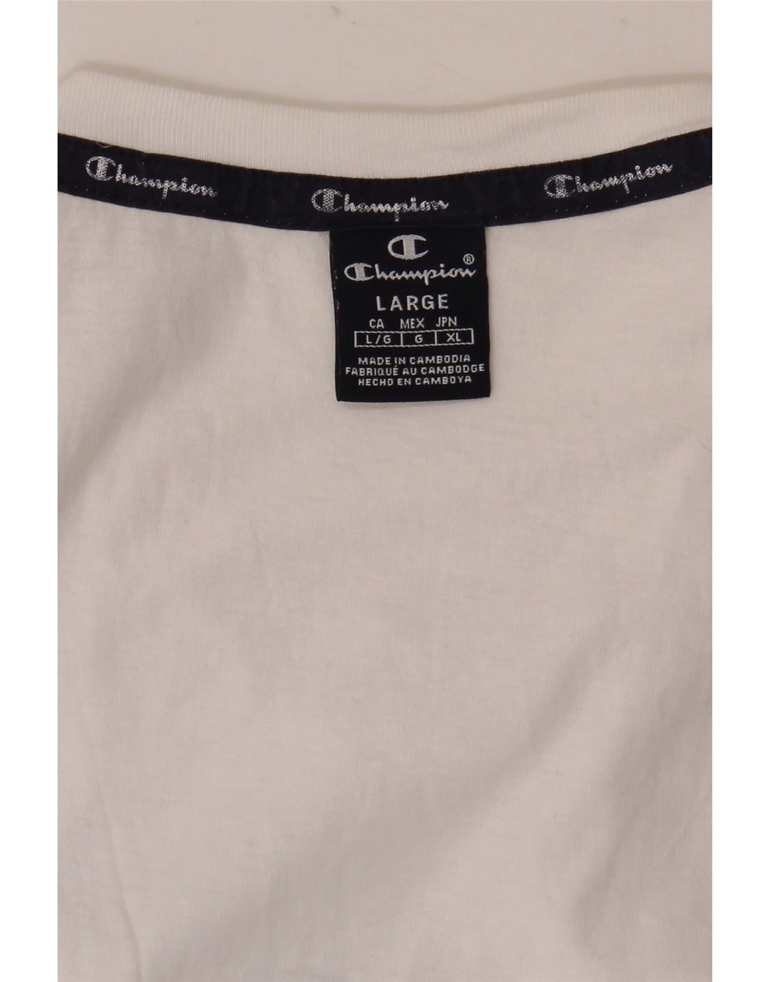 Champion Mens T-Shirt Top Large White Colourblock