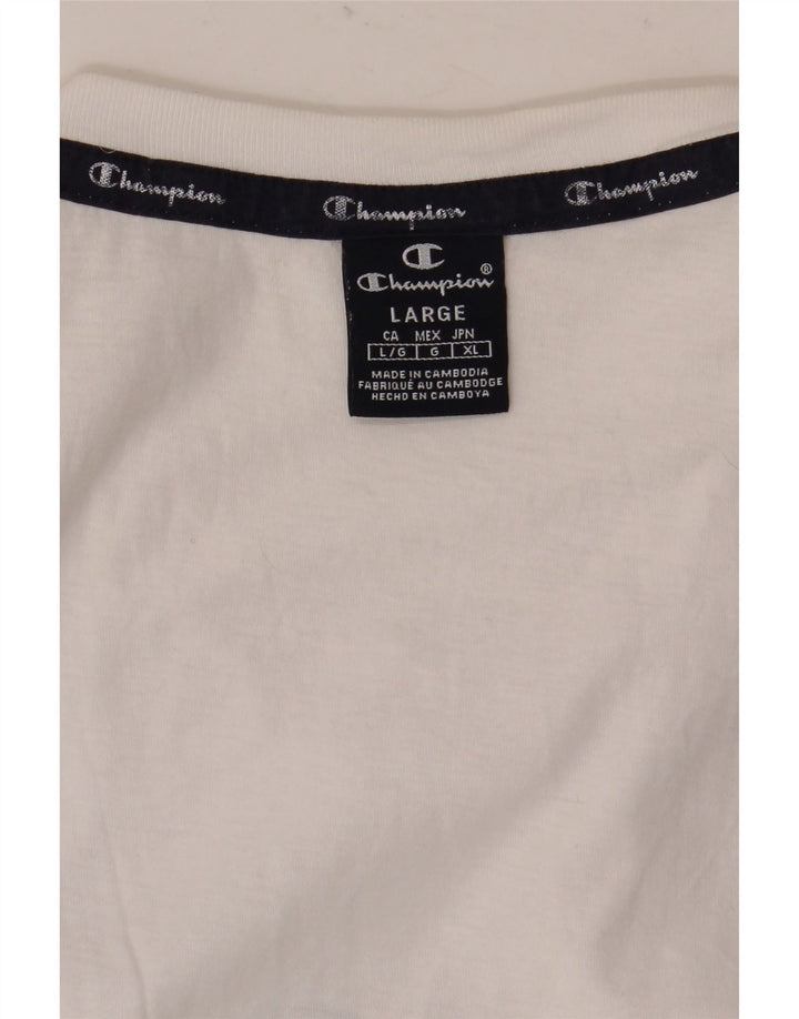 Champion Mens T-Shirt Top Large White Colourblock