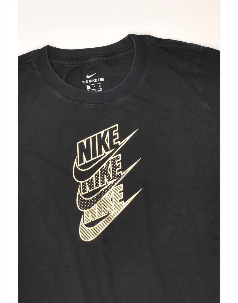 NIKE Womens Graphic T-Shirt Top UK 10 Small Black Cotton | Vintage Nike | Thrift | Second-Hand Nike | Used Clothing | Messina Hembry 