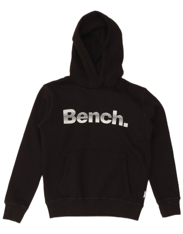Bench Boys Graphic Regular Fit Hoodie Jumper 9-10 Years Black Cotton Modern