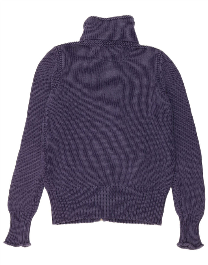 RALPH LAUREN Womens Cardigan Sweater UK 14 Medium Navy Blue Cotton