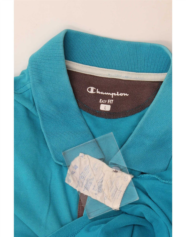 Champion Mens Easy Fit Polo Shirt Large Blue Cotton