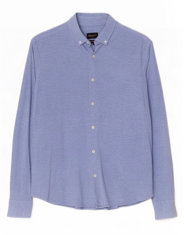 Massimo Dutti Mens Shirt Large Blue Cotton