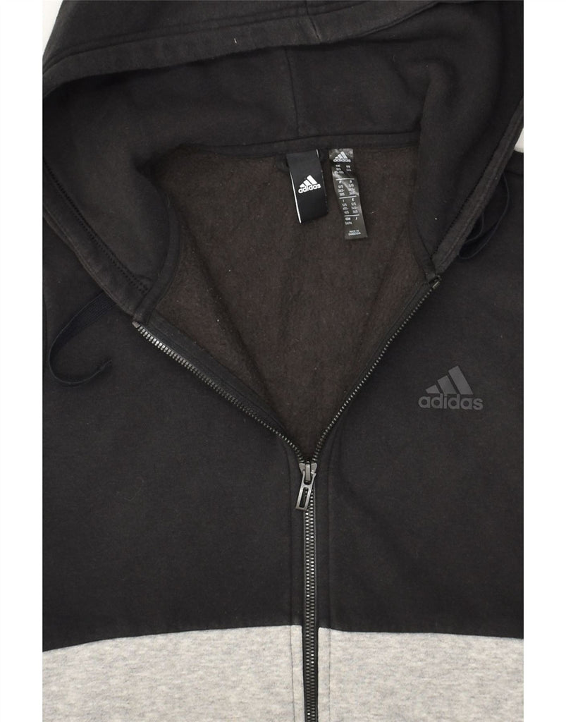 ADIDAS Womens Zip Hoodie Sweater UK 8/10 Small  Black Colourblock Cotton | Vintage Adidas | Thrift | Second-Hand Adidas | Used Clothing | Messina Hembry 