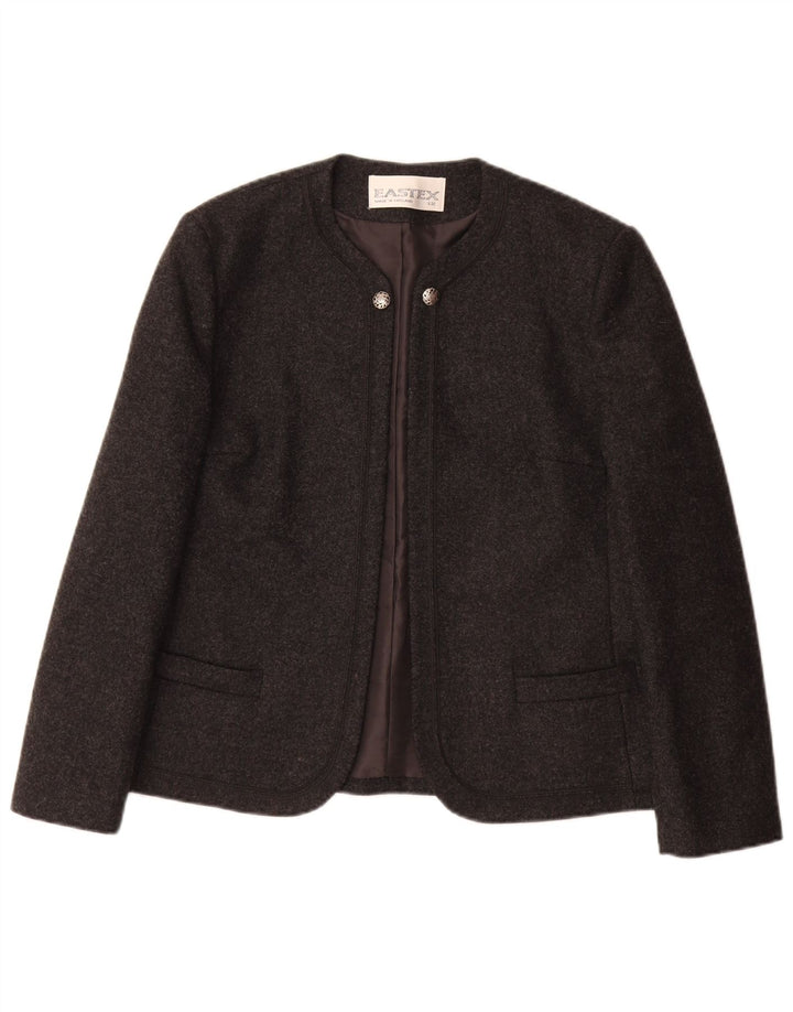 EASTEX Womens Open Blazer Jacket UK 12 Medium  Grey New Wool